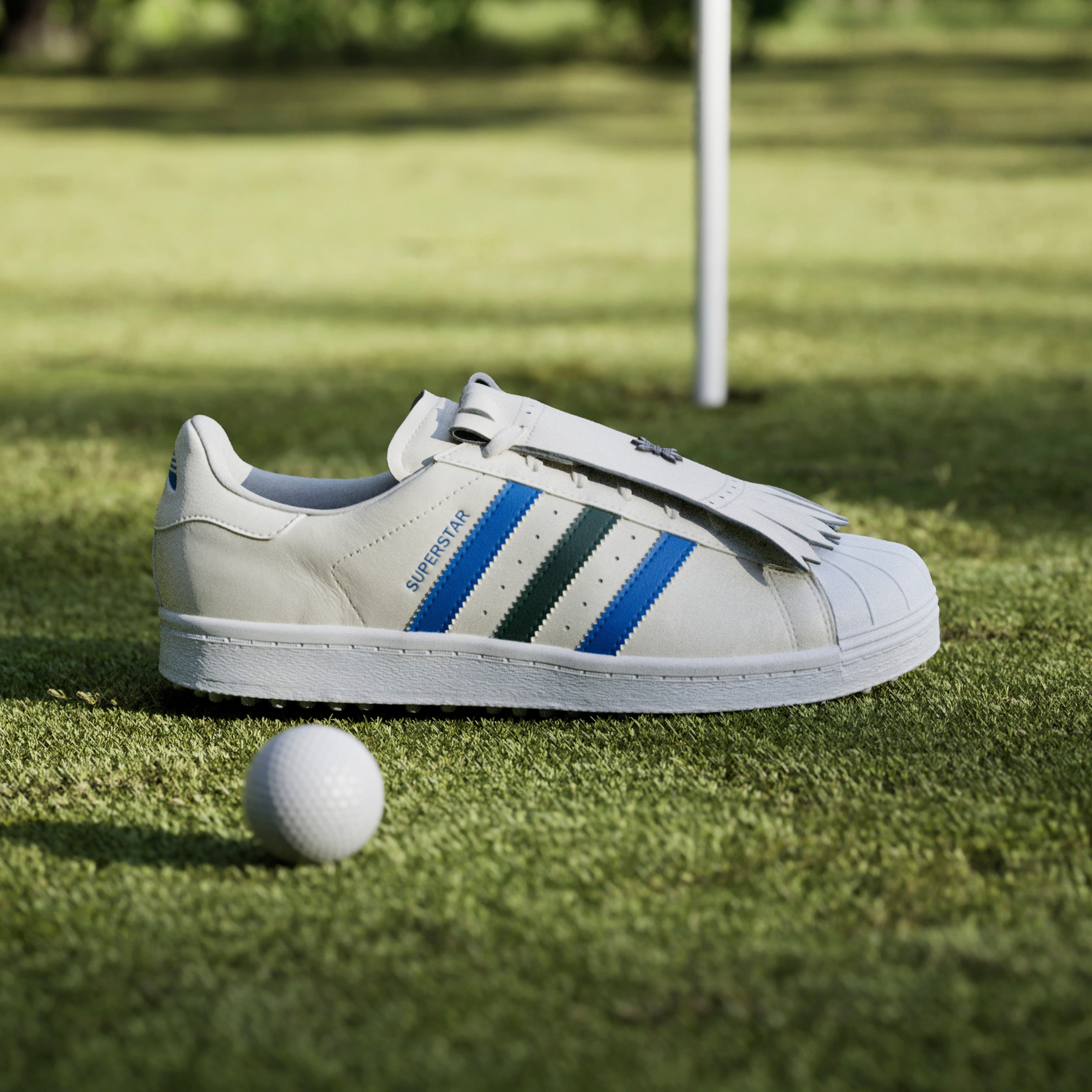 Adidas Rolling Links Superstar Spikeless Golf Shoes White Collegiate Green Blue Bird 9.5