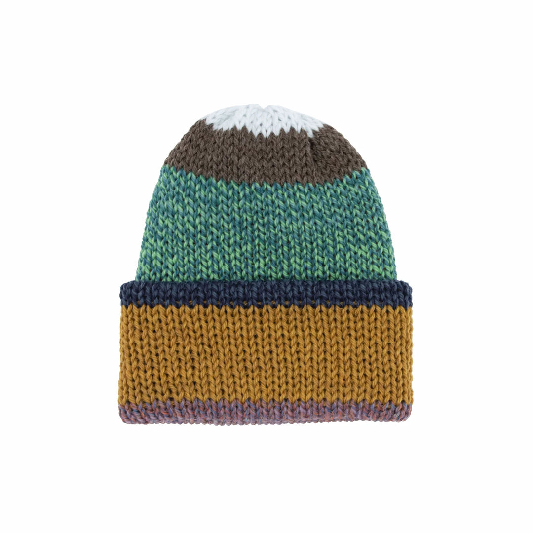 Chimney Ltd Short Stack Beanie - Blocks Multicolor Brown / Green