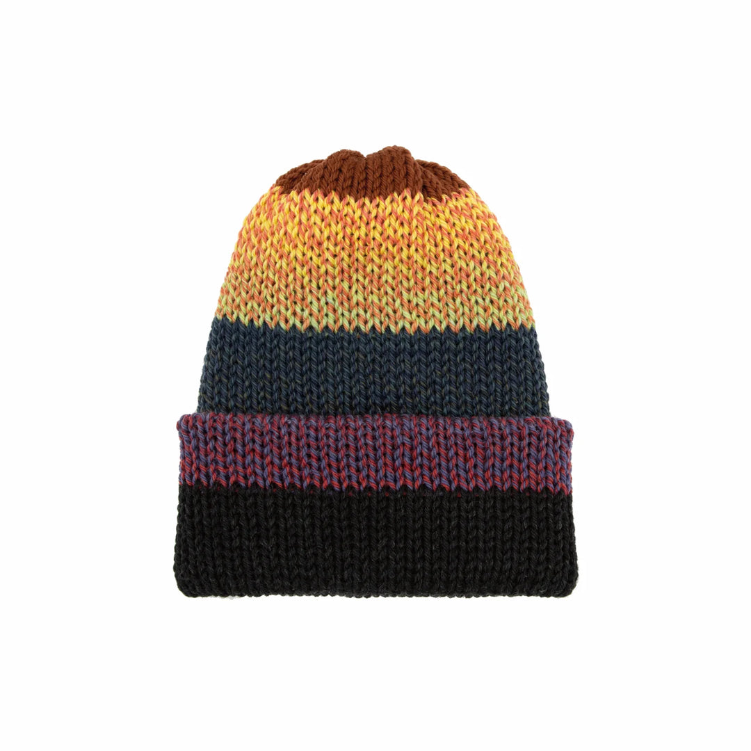 Chimney Ltd Short Stack Beanie - Blocks Multicolor Black / Red/ Org