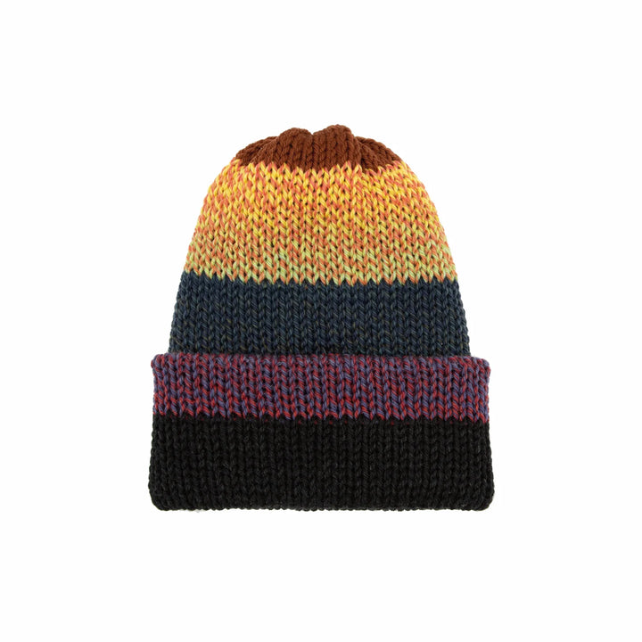 Chimney Ltd Short Stack Beanie - Blocks Multicolor Black / Red/ Org