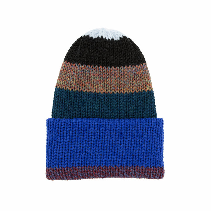 Chimney Ltd OG Fold Beanie - Blocks Multicolor Blue / Teal