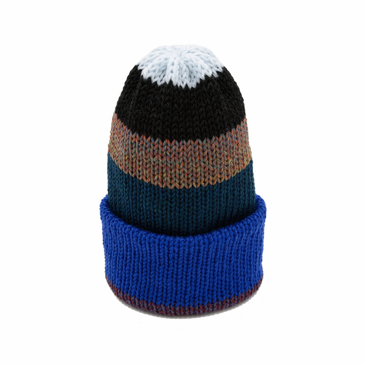 Chimney Ltd OG Fold Beanie - Blocks Multicolor Blue / Teal