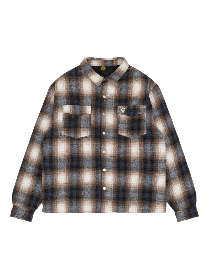 Sexhippies Insulated Snap Flannel Shirt - Navy / Brown / White