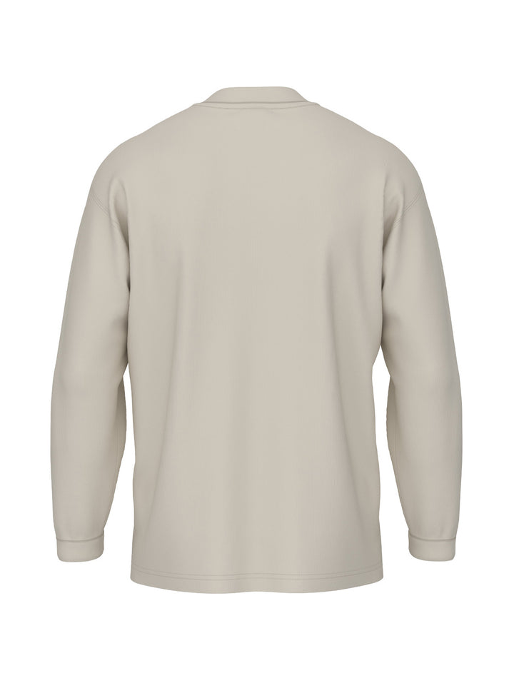 New Balance Waffle Knit Henley Longsleeve - Oatmeal Heather