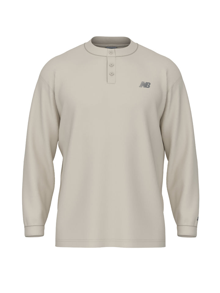 New Balance Waffle Knit Henley Longsleeve - Oatmeal Heather