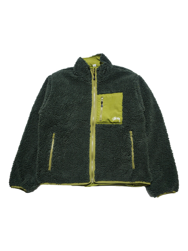 Stussy Sherpa Reversible Jacket - Dark Green